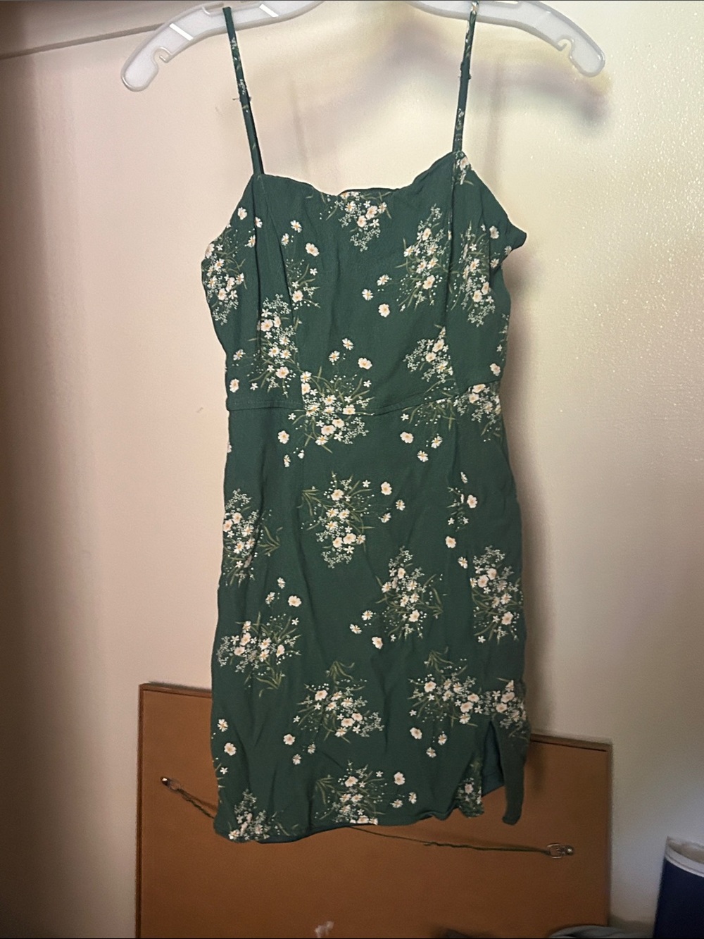 Green Floral Spaghetti Strap Dress